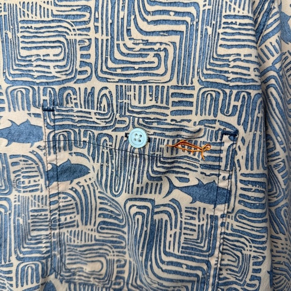 Salt Life SLX Tiki Tuna Button Down Fishing Shirt Sunrise Size Mens Large GUC - Picture 2 of 8